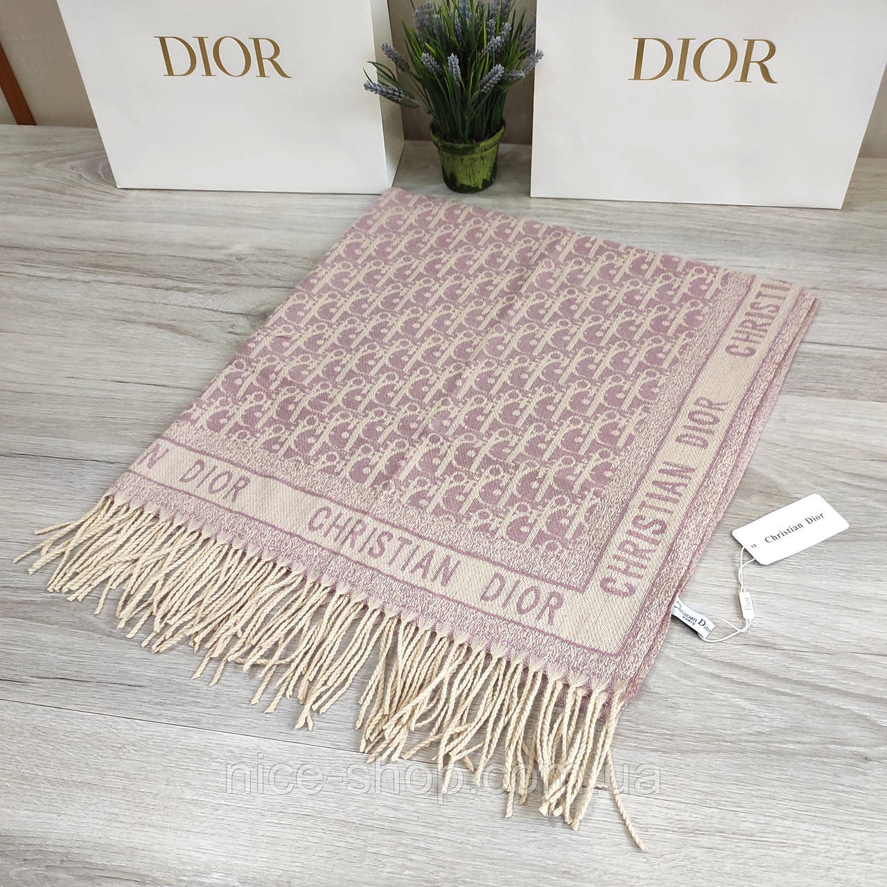 Хустка D.i.o.r. кашемір із бахромою