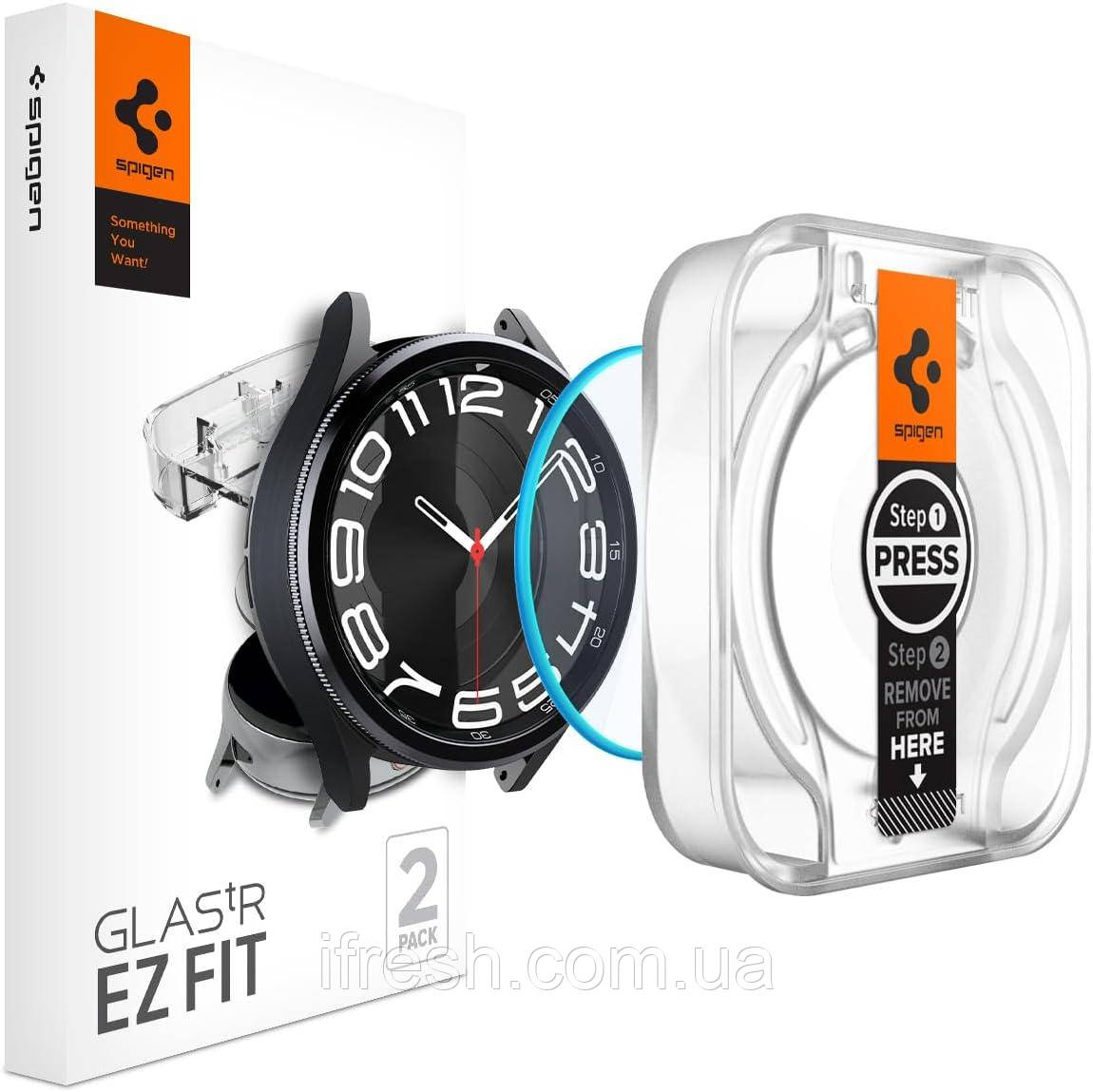 Захисне скло Spigen для Galaxy Watch 6 Classic (43mm) - EZ FiT GLAS.tR (2шт), Clear (AGL07067)