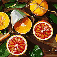 Картина за номерами Strateg ПРЕМІУМ Апельсиновий вибух розміром 40х40 см (SK028)