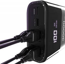 Портативний Power Bank Wozinsky WPB-001BK 30000 mAh зовнішній акумулятор повербанк для смартфона Чорний, фото 6