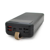Портативний Power Bank YM-318KCX 30000 mAh зовнішній акумулятор повербанк для смартфона з ліхтариком Чорний, фото 4