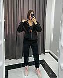 Чорний жіночий теплий спортивний костюм із капюшоном із турецького флісу, фото 5