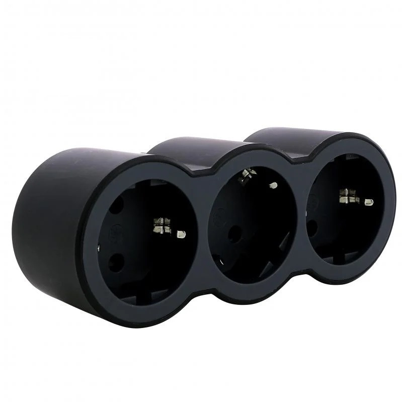 Блок СТАНДАРТ 3х2К+З фронтальні розетки , колір Чорний  694519