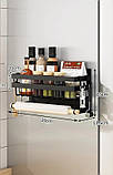 Навісна магнітна полиця органайзер із тримачем на мікрохвильовку, холодильник. Полиця магнітна для спецій, фото 6