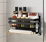 Навісна магнітна полиця органайзер із тримачем на мікрохвильовку, холодильник. Полиця магнітна для спецій, фото 4