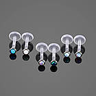 Лабрет, пірсинг з опалом 2 мм ніжка 6 або 8 мм біопластик, фото 6