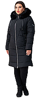 Женская зимняя куртка удлиненная с натуральным мехом размеры 52-66