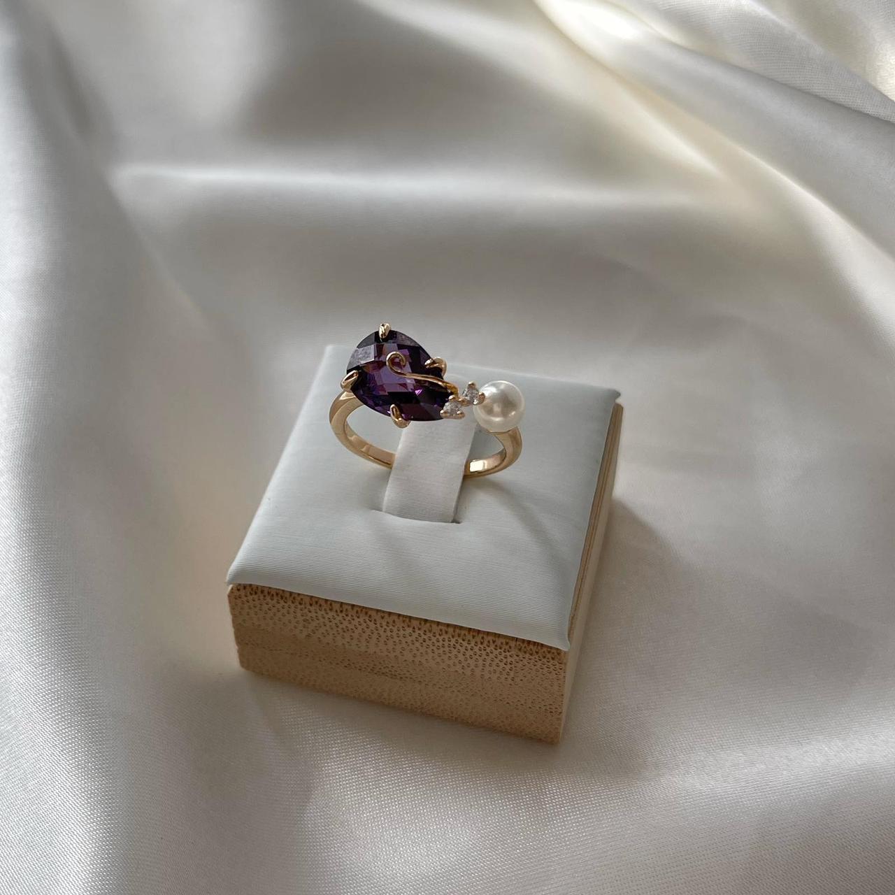 Каблучка позолота Xuping Кільце перстень з камінцем Золото 17 р R16033