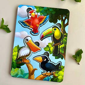 Дерев'яний пазл-вкладиш "Птахи" (фон із підказкою) | ТМ UBumblebees (ПСФ062)