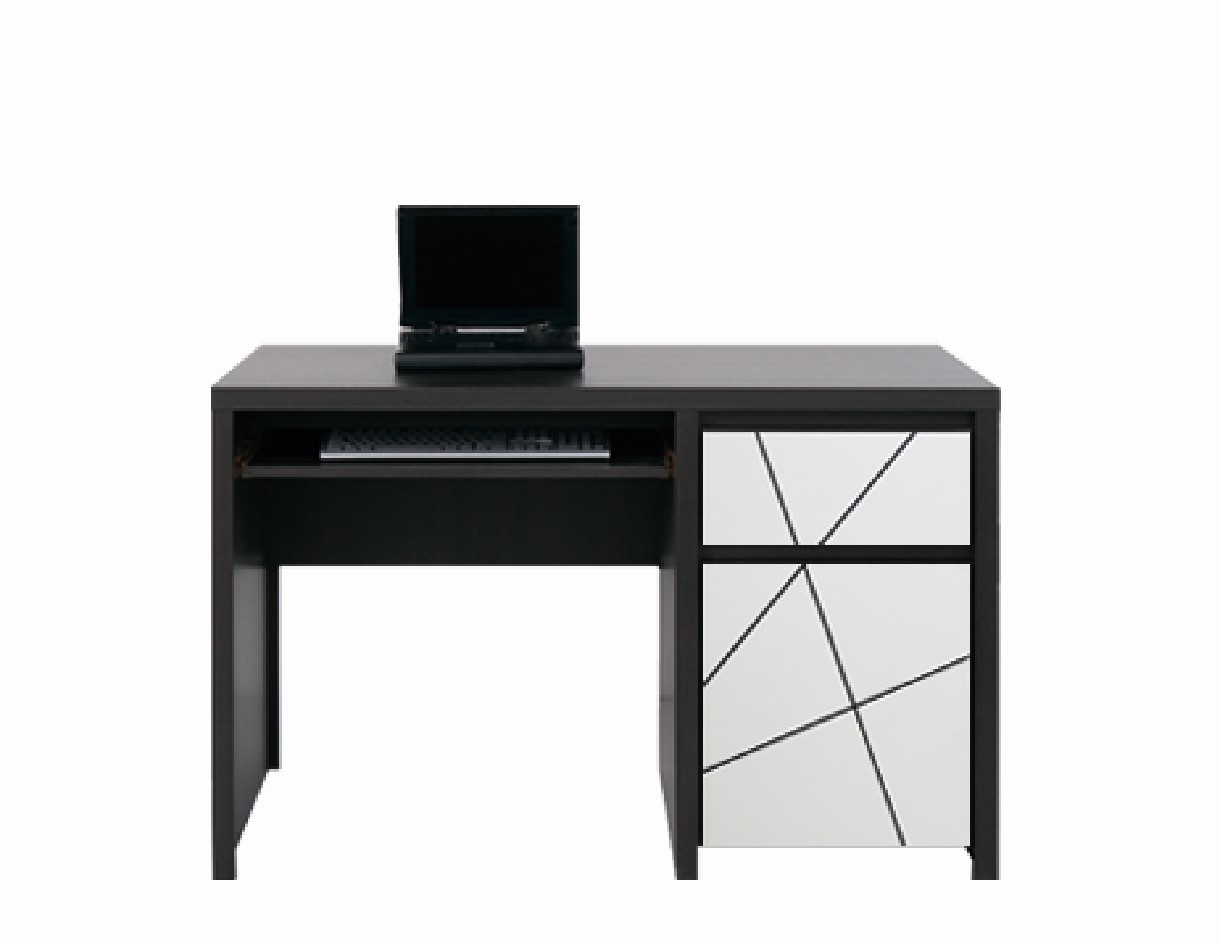 Стіл письмовий Каспіан BIU1D1S 120 МДФ БРВ Дуб Мілано темний/Білий сніг, фото 1