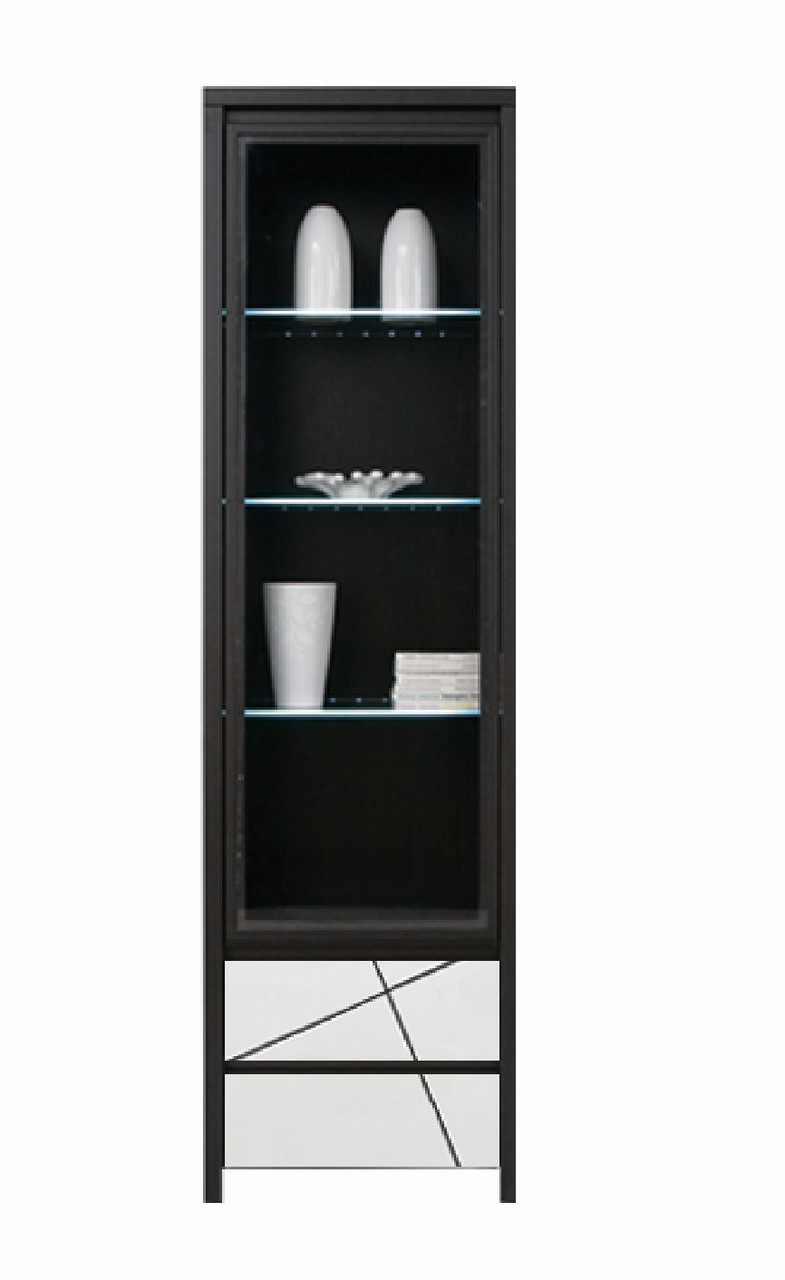 Вітрина Каспіан REG1W2SL МДФ БРВ Дуб Мілано темний/Білий сніг, фото 1