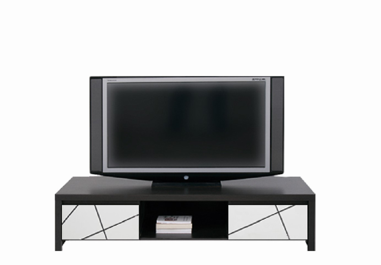 Тумба під телевізор Каспіан RTV 2S/14/40 МДФ БРВ Дуб Мілано темний/Білий сніг, фото 1