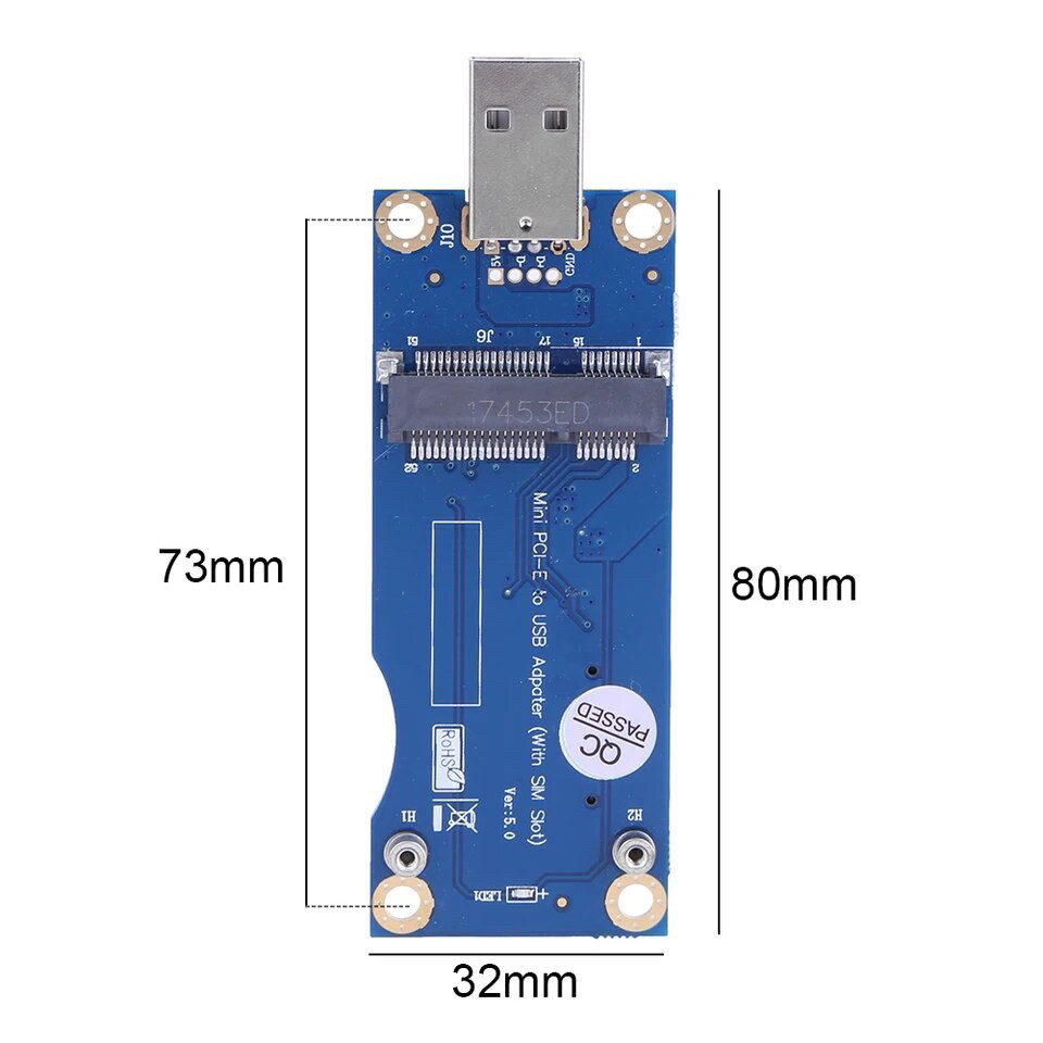 USB 2,0 адаптер із слотом SIM-картки для WWAN LTE модуль Mini PCI-E. Підтримка SIM карти 6 Контактів і 8 Пін