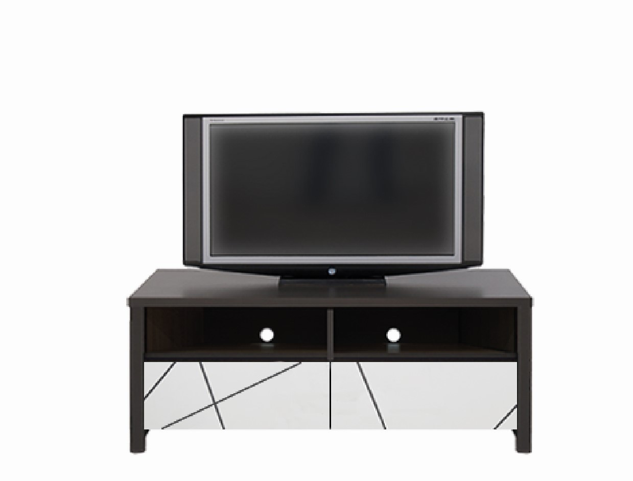 Тумба під телевізор Каспіан RTV 2S/120/40 МДФ БРВ Дуб Мілано темний/Білий сніг, фото 1