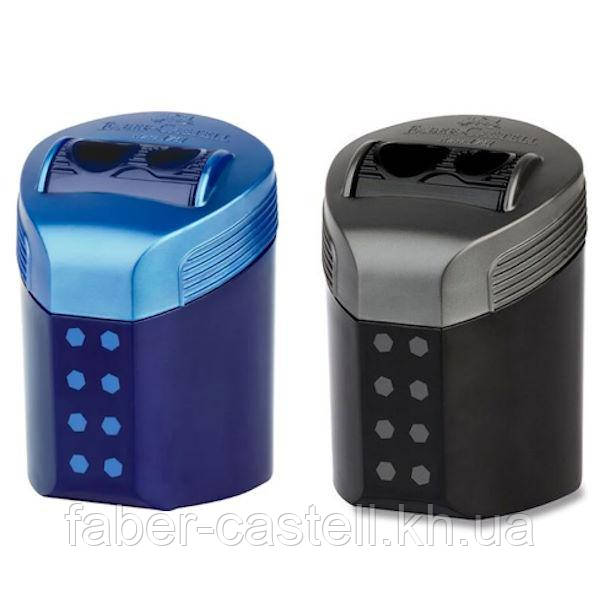 Подвійна стругачка Faber-Castell RollOn з контейнером, колір чорний / синній, 183910