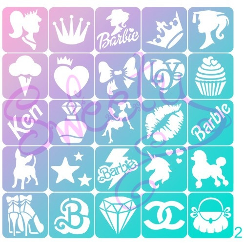 Трафарети Барбі клейові 25 шт. для Блиск і Біоту 6х6см, фото 1