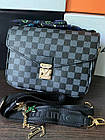 Жіноча сумка Louis Vuitton Metis сіра в клітинку шкіряна Луї Віттон метис, фото 2