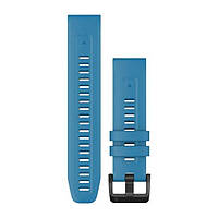 Ремешки для часов Garmin QuickFit 22 силиконовые, облачно-голубые с черной фурнитурой из нержавеющей стали