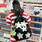 Рюкзак із зірками для дівчаток шкільний молодіжний підлітковий чорний, фото 4
