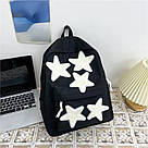Рюкзак із зірками для дівчаток шкільний молодіжний підлітковий чорний, фото 2