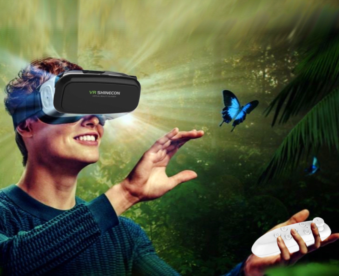 3D окуляри віртуальної реальності VR Shinecon SC-G04BS для смартфонів із пультом