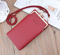 Женская вертикальная стильная сумка сумочка клатч на плечо кошелек для телефона с ремешком Красный