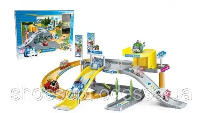 Трек паркінг робокар поли 2 рівні Поліцейська машина 2 машинки, фото 1