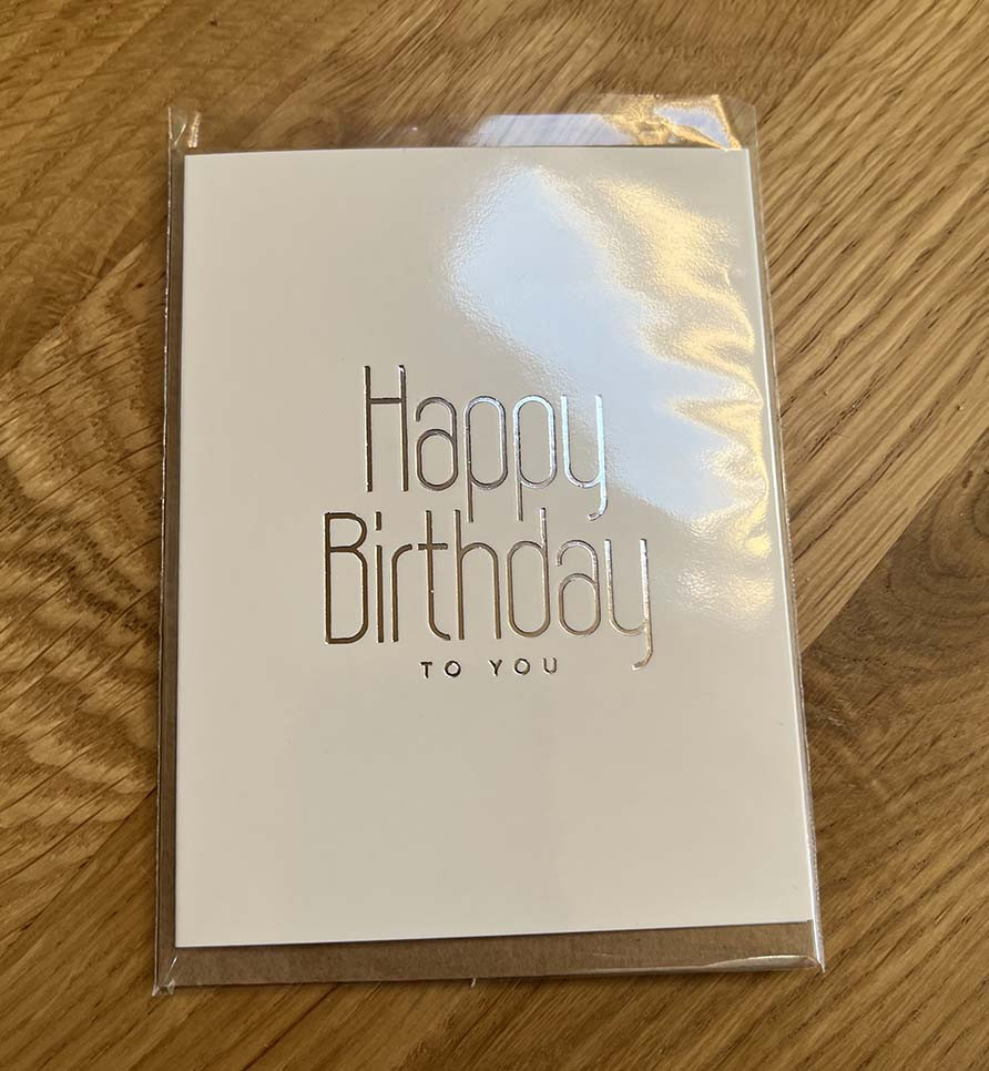 Міні листівка 8*10 см з конвертом "Happy Birthday" срібло