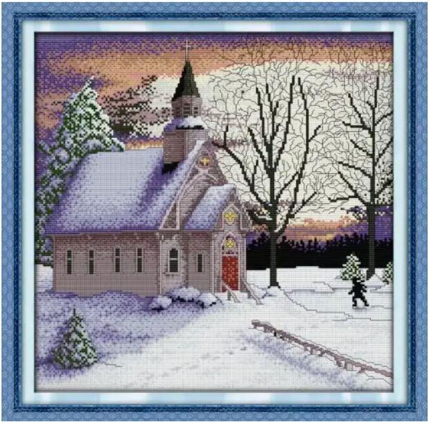 Набір для вишивання за нанесеною на канву схемою "Church 3 ". AIDA 14CT printed, 41*41 см