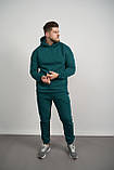 Спортивний костюм чоловічий зимовий утеплений на флісі, фабричний теплий флісовий костюм зеленого кольору, розмір М, фото 2