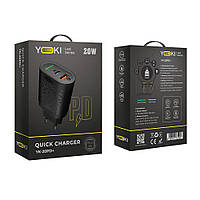 Мережевий зарядний пристрій Yoki Led Series YK-20PD+QC 20W