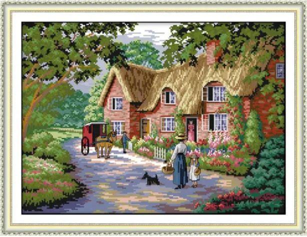 Набір для вишивання за нанесеною на канву схемою "Life in countryside ".AIDA 14CT printed , 47*36 см