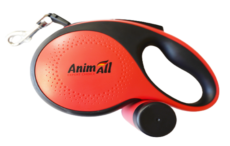 Фото - Ошейник AnimAll Поводок-рулетка с диспенсером XL для собак весом до 50 кг, 8м, красно-черн 