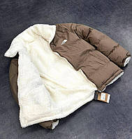 Куртка мужская The North Face коричневая теплая модная зимняя без капюшона