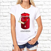 Футболка Женская белая анти бренд Lous Bdon (Louis Vuitton) Луї Віттон