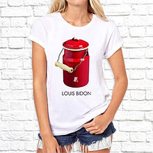 Футболка Жіноча біла анти бренд Lous Bdon (Louis Vuitton) Луї Віттон