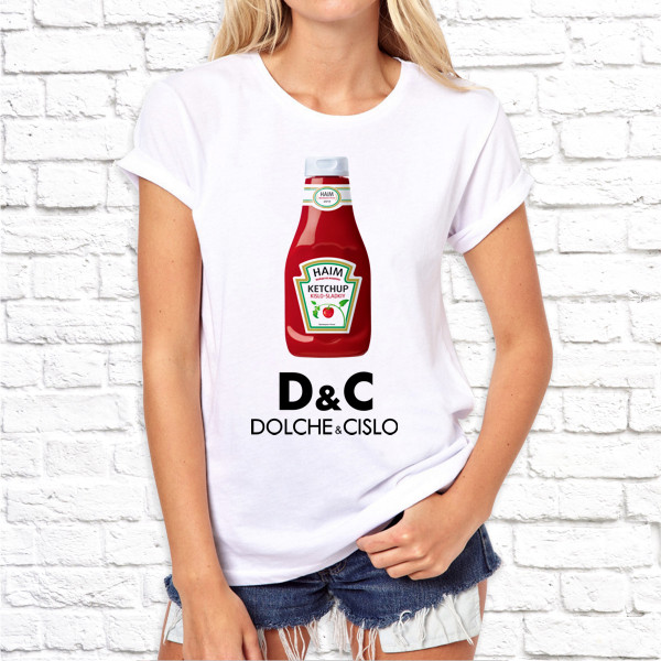 Футболка жіноча біла анти бренд Dolche Cislo (Dolce & Gabbana)