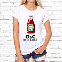 Футболка женская белая анти бренд Dolche Cislo (Dolce & Gabbana)