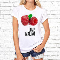 Прикольная женская футболка антибренд Love Malino лов малина