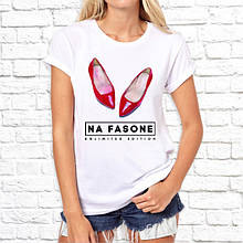 Футболка жіноча модна анти бренд з принтом Na Fasone