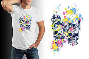 Мужская футболка летняя стильная с черепами  Чоловіча футболка літня стильна з черепами