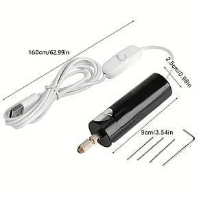 USB міні дрель 0,8-1,2мм + 3 свердла, фото 1