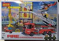 Конструктор блочный арт. 3621 Пожарная машина, Подъемный кран, 612 деталей
