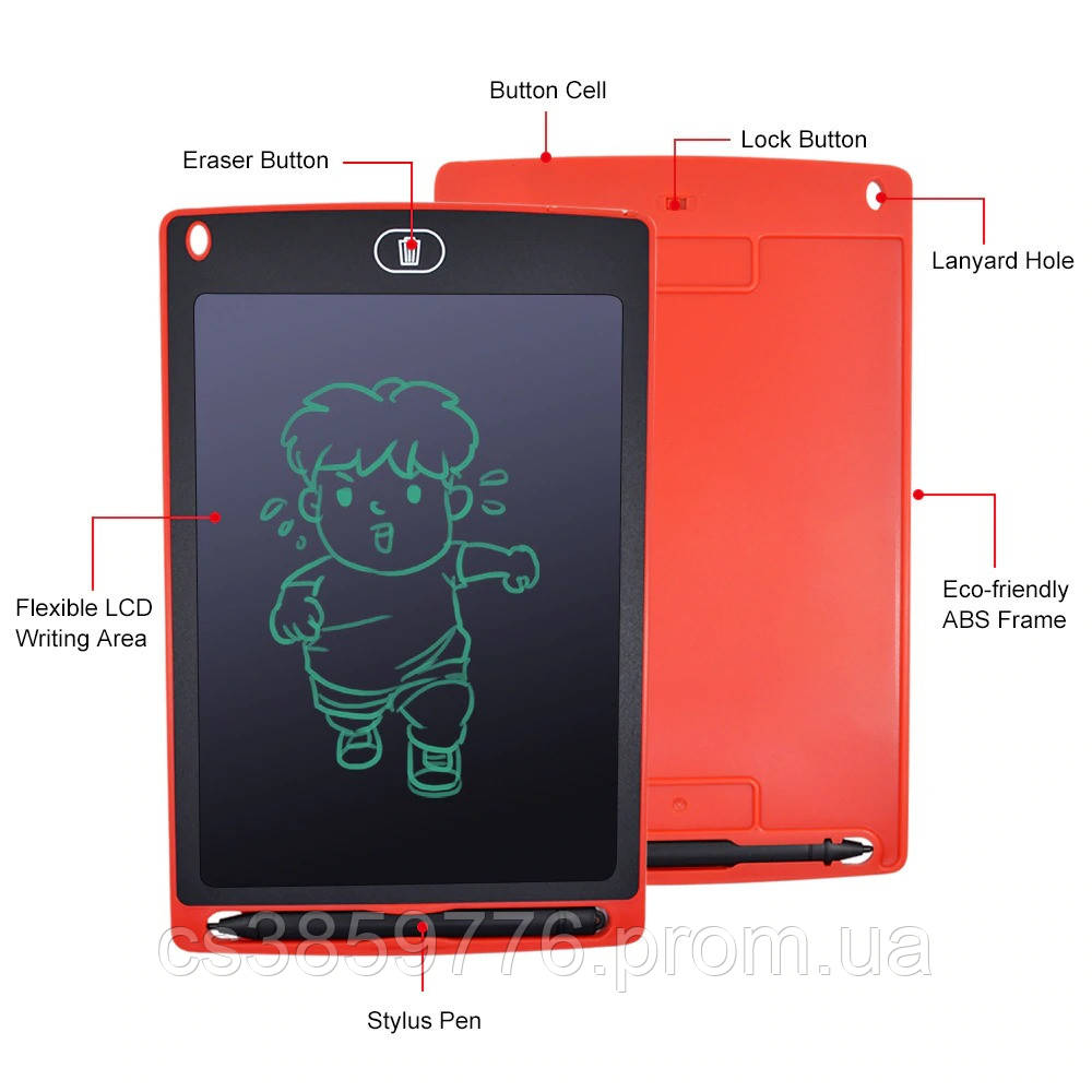 Детский планшет для рисования Writing Tablet LCD 8.5 Red, Планшет для рисования ребенку GCC - фото 3 - id-p1988537010