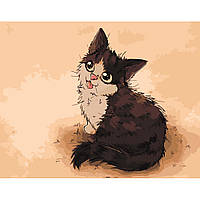Картина по номерам Strateg ПРЕМИУМ Мультяшный котик, размер 40х50 см (DY190)