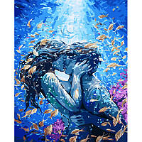 Картина по номерам Strateg ПРЕМИУМ Любовь под водой, с лаком и с уровнем, размер 40х50 см (GS1390)