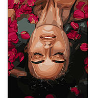 Картина по номерам Strateg ПРЕМИУМ Релакс в лепестках Розы, размер 40х50 см (GS569)