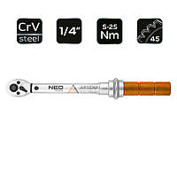 Динамометрический ключ 1/4", 5 25 Нм 08-822 Neo tools