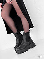 Ботинки женские Lorac черные ЗИМА Материал: экокожа + резинка Цвет: черный
