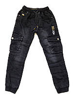 Стильные утепленные черные штаны-джоггеры на мальчика размер 134-164 (Венгрия)